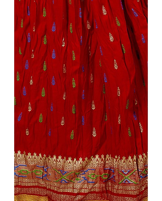 Chadrakala Women's Rayon Cotton Indian Crushed Flaire Long Maxi Skirt Multicolor Flower Print Free Size Red S103RED at Women’s Clothing store