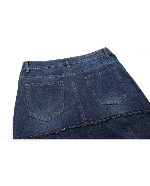 CHARTOU Women's Distressed Packaged Hip Irregular Ruffle Tiered Maxi Long Denim Skirt at Women’s Clothing store
