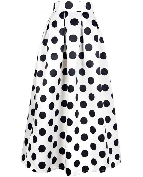 CHOiES record your inspired fashion Women's White Contrast Polka Dot Print Maxi Skirt at Women’s Clothing store