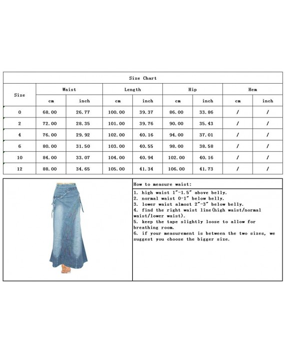 chouyatou Women's Retro Full Length A-Line Fishtail Maxi Long Denim Jean Skirt at Women’s Clothing store
