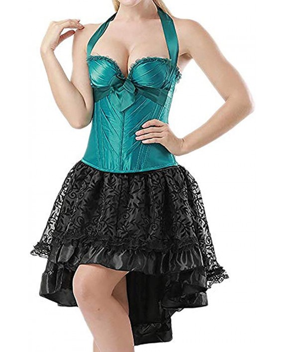 COSWE Women's Solid Color Lace Asymmetrical High Low Corset Skirt at Women’s Clothing store