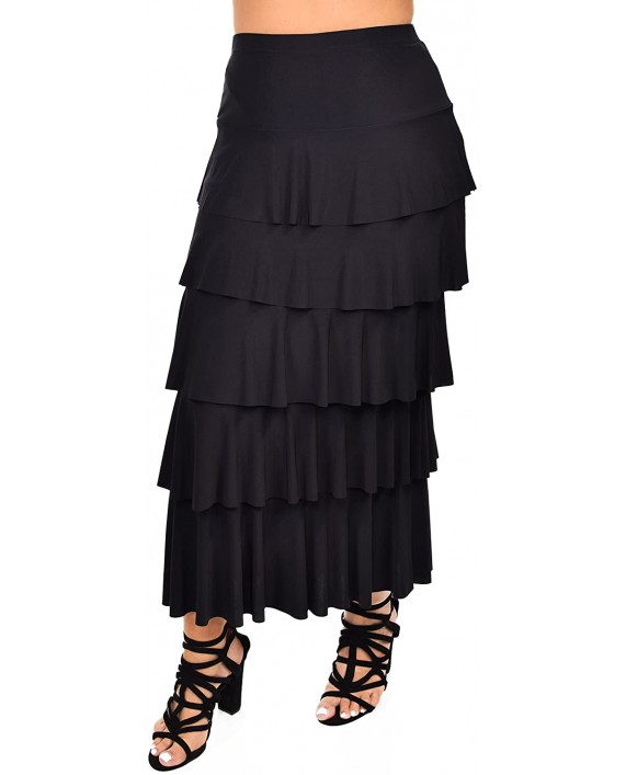 Dare2BStylish Women Boho Waterfall Tiered Layered Maxi Skirt | Reg & Plus Sizes at Women’s Clothing store