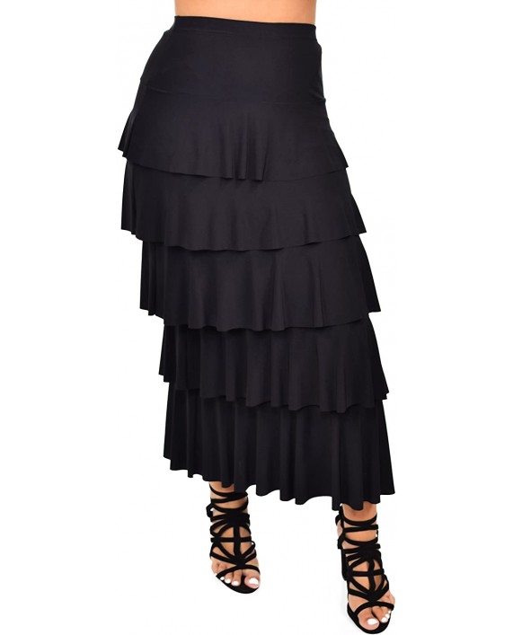 Dare2BStylish Women Boho Waterfall Tiered Layered Maxi Skirt | Reg & Plus Sizes at Women’s Clothing store