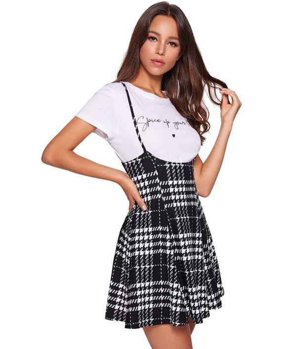 DIDK Women's Basic High Waist Ruffle Hem Flared A Line Suspender Skirt at Women’s Clothing store