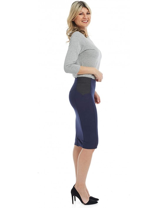 ESTEEZ Women's Ponte Midi Bodycon Pencil Skirt - Modest Below Knee Length - Office - Charlotte at Women’s Clothing store