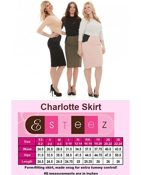 ESTEEZ Women's Ponte Midi Bodycon Pencil Skirt - Modest Below Knee Length - Office - Charlotte at Women’s Clothing store