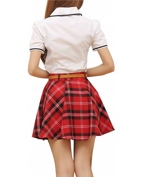 Gihuo Women's Plaid Skirt School Uniform Pleated Mini Tartan Skirt at Women’s Clothing store