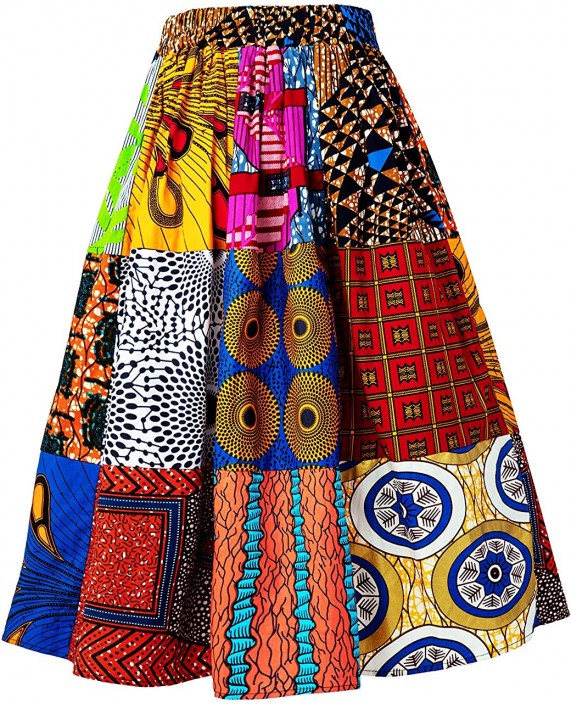 HongyuAmy Womens African Print Skirt Pleated Ankara Skirt at Women’s Clothing store
