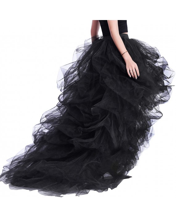 Lisong Women High Waist High Low Layered Tulle Floor Length Spectial Occasion Skirt at Women’s Clothing store