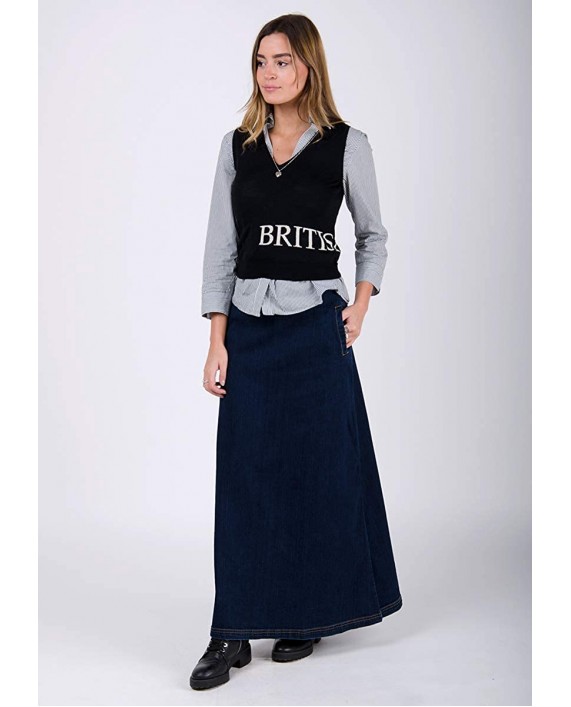 Lottie Long Denim Skirt - Darkwash Maxi Jean Skirt with Stretch US 6-20 at Women’s Clothing store