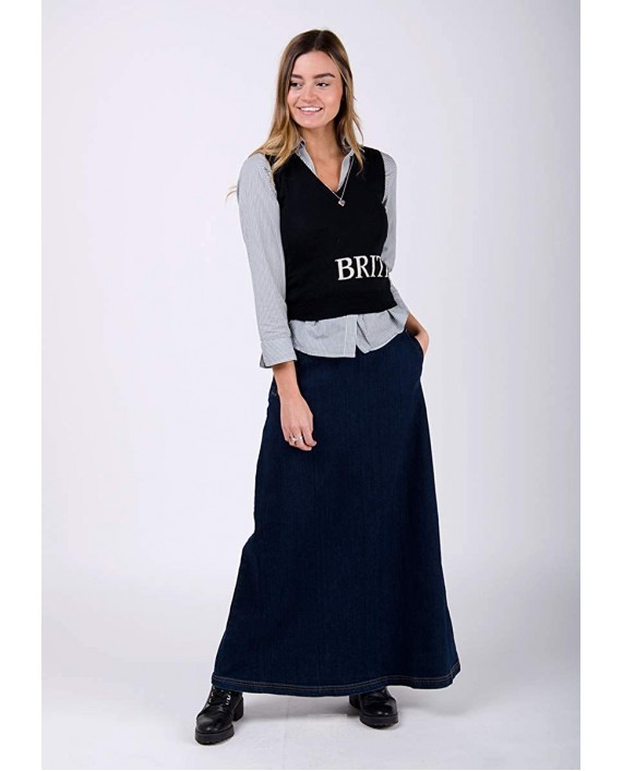 Lottie Long Denim Skirt - Darkwash Maxi Jean Skirt with Stretch US 6-20 at Women’s Clothing store