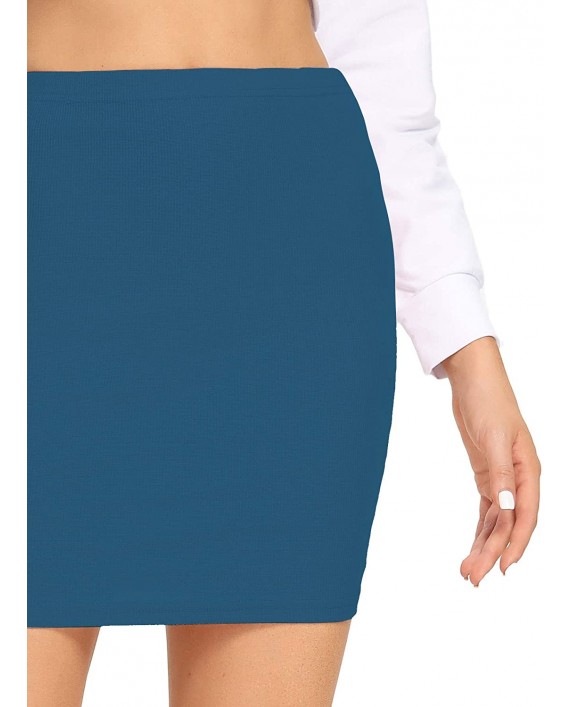 LYANER Women's Basic Ribbed Knit Stretchy Elastic Short Mini Pencil Bodycon Skirt