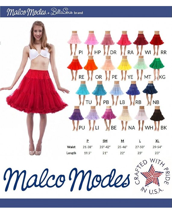 Malco Modes Luxury Vintage Knee-Length Crinoline Jennifer Petticoat Skirt Pettiskirt Adult Tutu for Rockabilly 50s at Women’s Clothing store