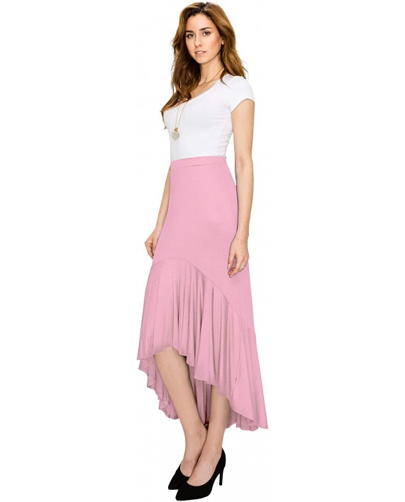 MBJ Womens Asymmetrical High Low Ruffle Hem Skirt - Made in USA at Women’s Clothing store