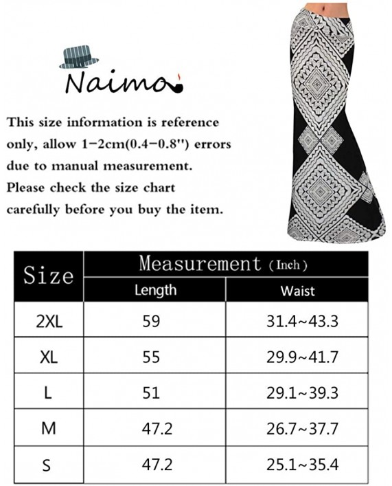 Naimo Women Full Length Elastic Floral Print Beach Dress Long Maxi Pleated Skirt at Women’s Clothing store