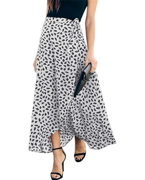 Ofenbuy Womens Wrap Maxi Long Skirt Polka Dot Side Split High Waist Elegant Summer Casual Skirts at  Women’s Clothing store