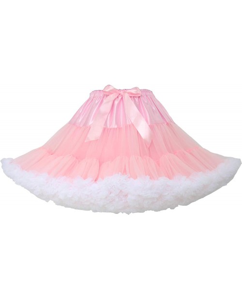 TaoQi Womens Bubble Skirt Pettiskirt Tutu Ball Gown Fluffy Skirt Petticoat Pink White at  Women’s Clothing store