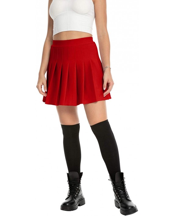 Timormode Women’s Pleated Skirt Mini Skater Basic Skirt School Cheerleader at Women’s Clothing store