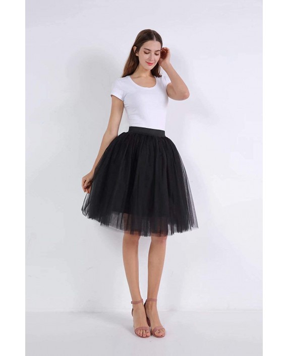 UZN Women's 50s Puffy Tulle Skirts Tutu Stretch Waist Half Slip 5 Layers Retro Party Skirt at Women’s Clothing store