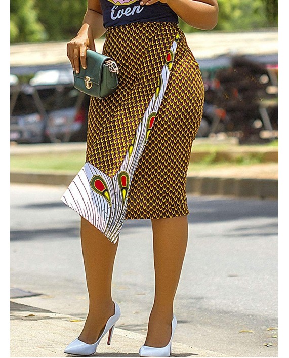 VERWIN Knee-Length Bodycon Polka Dots Print Office Lady Women's Skirt Irregular Pencil Skirt