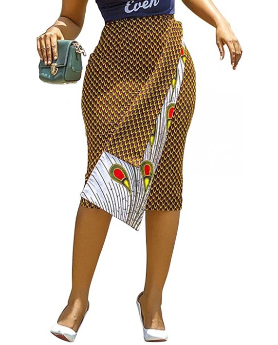 VERWIN Knee-Length Bodycon Polka Dots Print Office Lady Women's Skirt Irregular Pencil Skirt