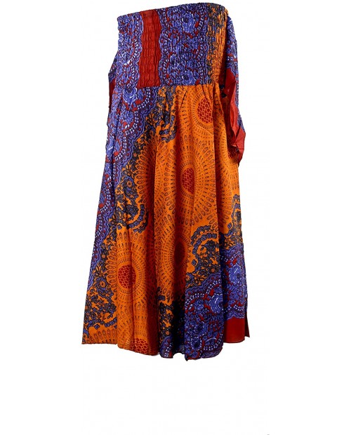 Women's Long Hippie Bohemian Skirt Gypsy Dress Boho Clothes Flowers One Size Fits Asymmetric Hem Design Brown at  Women’s Clothing store