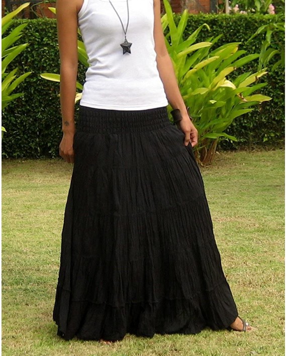 Women's Plus Size Long Maxi Pleated Skirt with Elastic Waist One Size Fits Most. Black at Women’s Clothing store