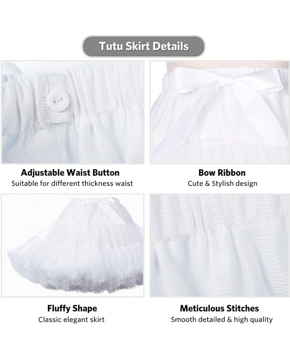 Women's Puffy Tutu Skirt Soft Tulle Petticoat Elastic Waist Princess Pettiskirt Ballet Dance Short Tutu Skirts White at Women’s Clothing store
