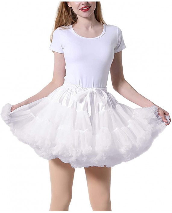 Women's Puffy Tutu Skirt Soft Tulle Petticoat Elastic Waist Princess Pettiskirt Ballet Dance Short Tutu Skirts White at Women’s Clothing store