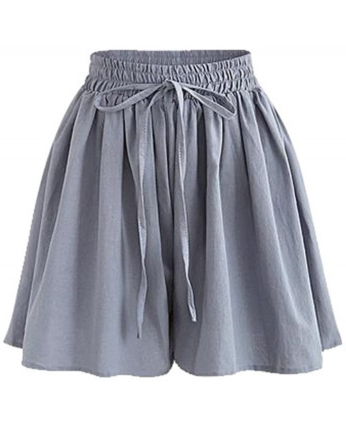 Gooket Women's Summer Chiffon Wide Leg Shorts High Waist Culottes Shorts with Decorative Drawstring at  Women’s Clothing store