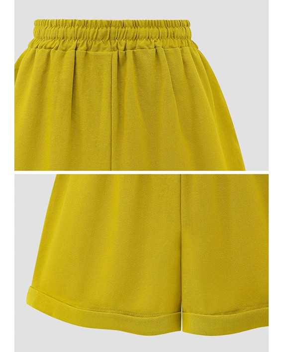 HOW'ON Women's Cotton Elastic Waist Curling Shorts with Drawstring at Women’s Clothing store