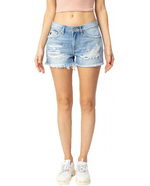 Kan Can Women's Mid Rise Distressed Denim Shorts - KC8377 at  Women’s Clothing store