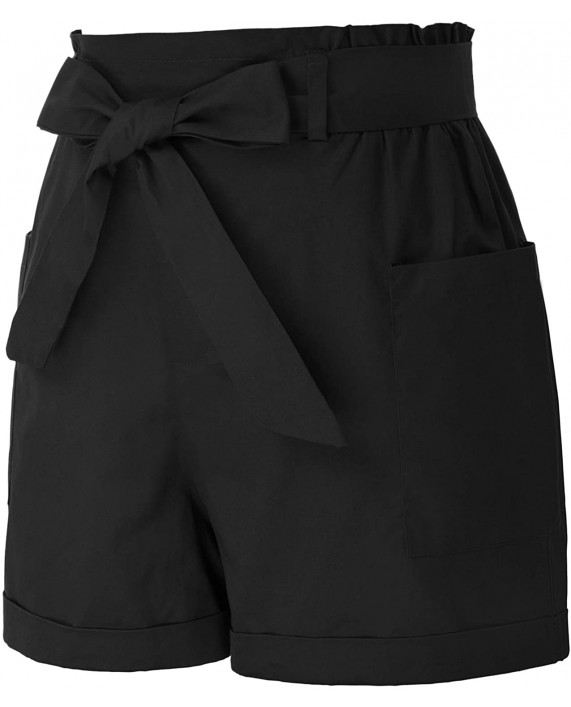 Kate Kasin Women Bowknot Tie Elastic Waist Summer Casual Shorts with Pockets |