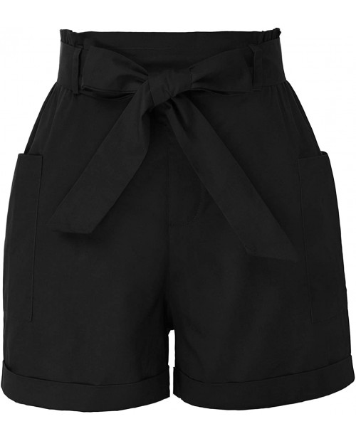 Kate Kasin Women Bowknot Tie Elastic Waist Summer Casual Shorts with Pockets |