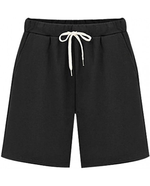 OUMOWEI Women's Knee-Length Bermuda Casual Shorts with Elastic Waist Drawstring at  Women’s Clothing store