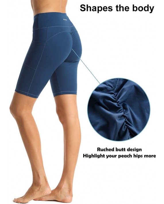 Rocorose Women's Shorts Tummy Control High Waist Butt Lifting Workout Biker Yoga Shorts with Side Pockets