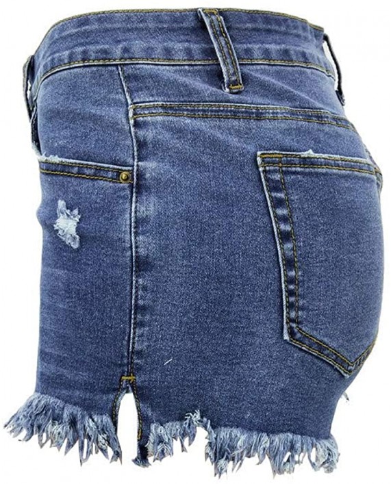 Sitmptol Denim Shorts for Women Juniors Mid Rise Shorts Frayed Raw Hem Ripped Denim Jean Shorts at Women’s Clothing store