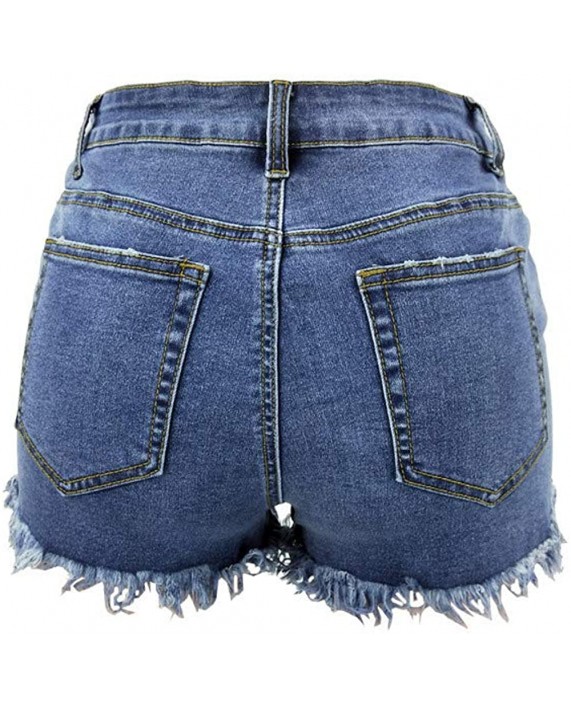 Sitmptol Denim Shorts for Women Juniors Mid Rise Shorts Frayed Raw Hem Ripped Denim Jean Shorts at Women’s Clothing store