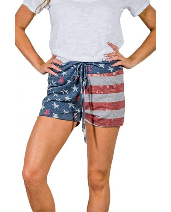 Spadehill Womens July 4th American Flag Shorts with Drawstring at Women’s Clothing store
