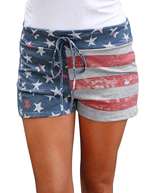 Spadehill Womens July 4th American Flag Shorts with Drawstring at  Women’s Clothing store