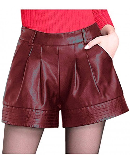 Tanming Women's Fashion High Waist Faux PU Leather Short at  Women’s Clothing store
