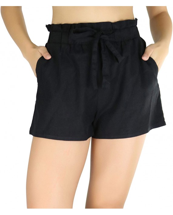 ToBeInStyle Women's Solid and Multi-Stripe Woven Paperbag Shorts at Women’s Clothing store