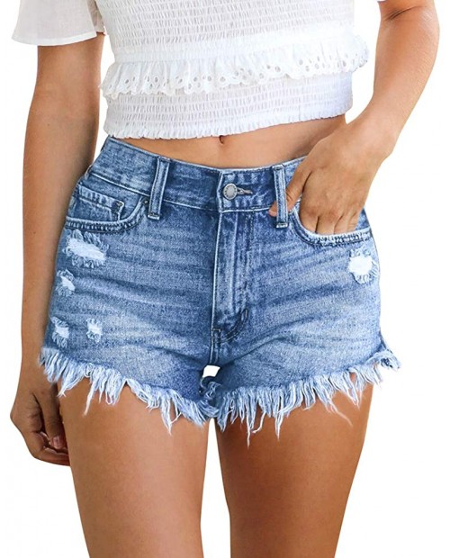 Women's Sexy Stretchy Fabric Hot Pants Distressed Denim Jean Shorts at Women’s Clothing store