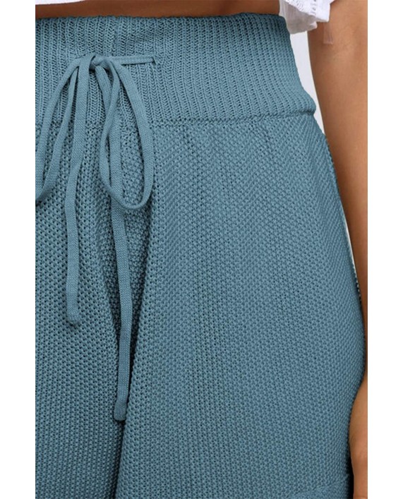 YIBOCK Women's Summer Casual Knit Shorts Elastic Waist Drawstring Pajama Beach Shorts at Women’s Clothing store