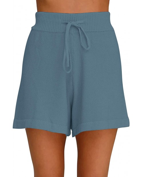 YIBOCK Women's Summer Casual Knit Shorts Elastic Waist Drawstring Pajama Beach Shorts at  Women’s Clothing store