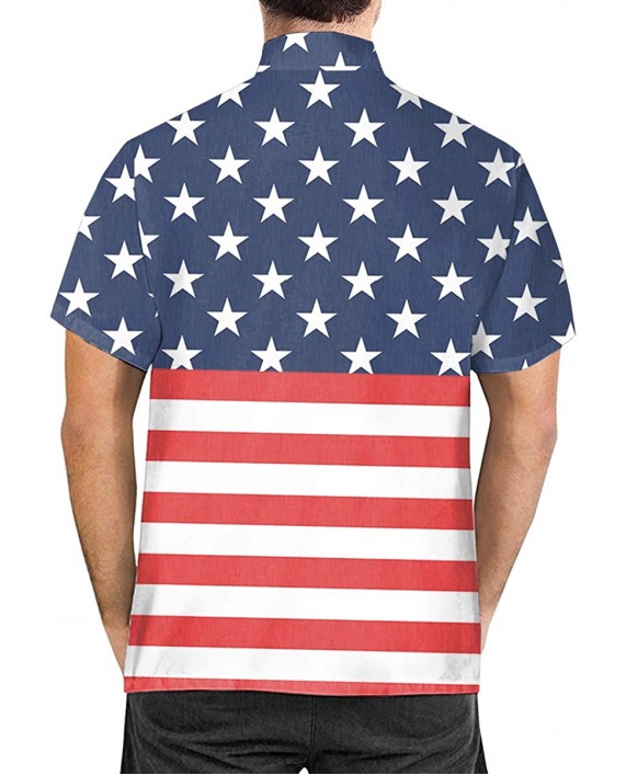 BesserBay Mens 4th of July American Flag Aloha Shirt Patriotic Button Down Hawaiian Shirt at Men’s Clothing store