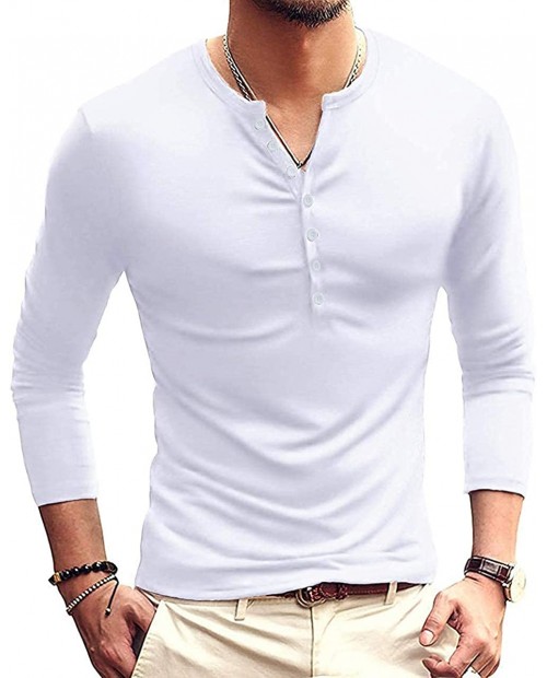 AITFINEISM Men's Casual Slim Fit Basic Henley Long Sleeve T-Shirts at Men’s Clothing store
