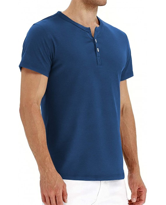 Aiyino Mens Casual Slim Fit Long Sleeve Henley T-Shirts Cotton Shirts at Men’s Clothing store