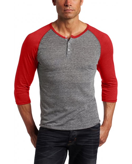 Alternative Men's Raglan 3 4 Sleeve Henley Shirt at  Men’s Clothing store