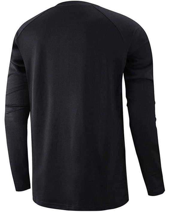 AOTORR Men's Casual Fashion Front Placket Long Sleeve Henley T-Shirts Solid Color Tops at Men’s Clothing store